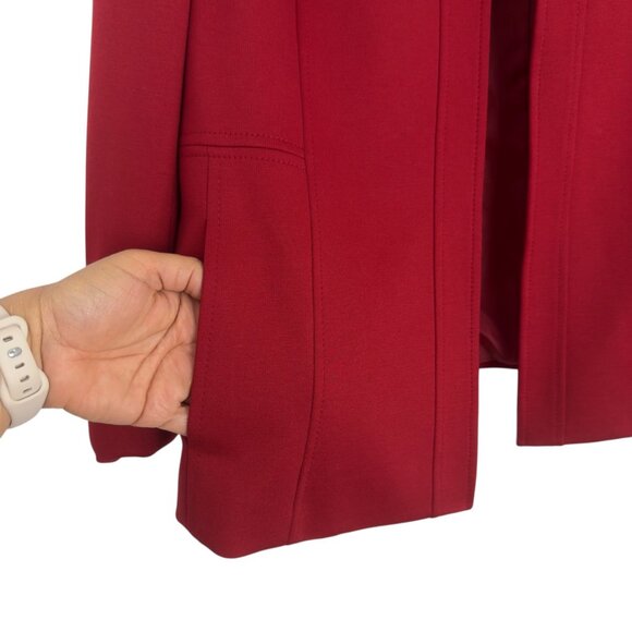 Kasper Womens Red Open-Front Blazer Jacket Size 16 Polyester Blend Long Sleeve - Picture 15 of 16
